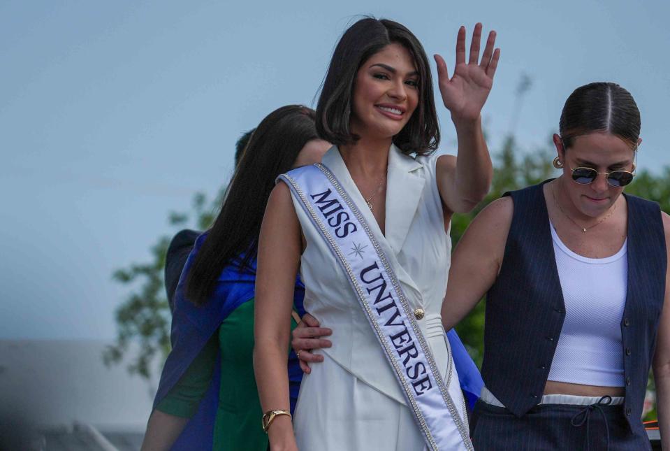 <p> 305pics/GC Images</p> Sheynnis Palacios es vista durante el evento oficial de bienvenida de Miss Universo el 17 de marzo de 2024 en Miami, Florida.