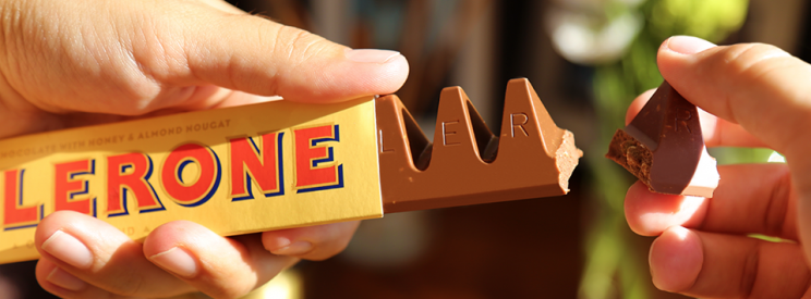 The original Toblerone with significantly smaller gaps between significantly chunkier triangles.