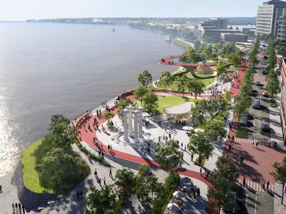 Sasaki rendering of Downtown Evansville riverfront’s Great Bend Park part of the Ohio River Vision Strategic Plan.