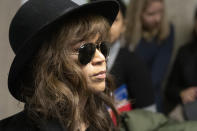 Actress Rosie Perez arrives for Harvey Weinstein's rape trial, Friday, Jan. 24, 2020 in New York. (AP Photo/Mark Lennihan)