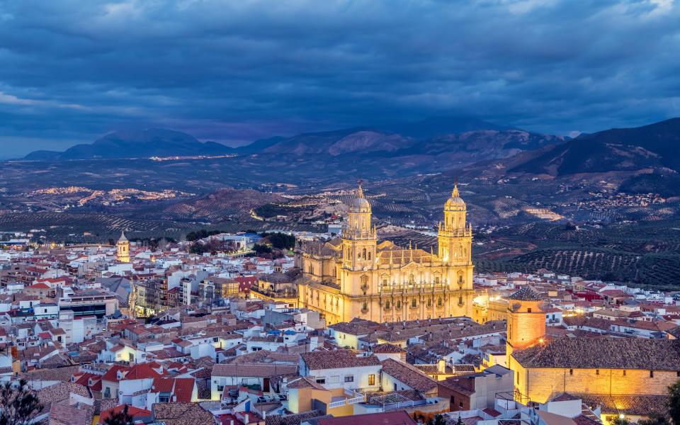 Cityscape of Jaen in the evening, Andalusia, Spain