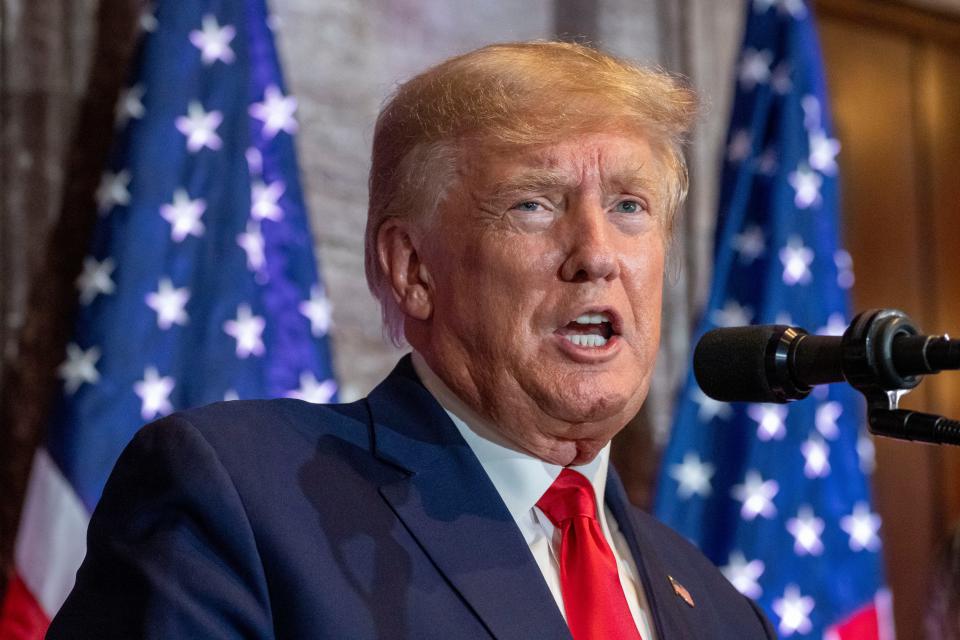 Former President Donald Trump speaks at a campaign event at the South Carolina Statehouse on Jan. 28 in Columbia, S.C.