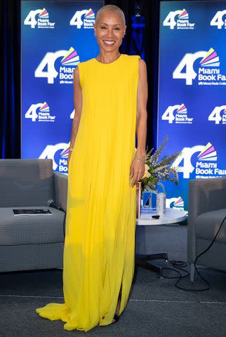 <p>Jason Koerner/Getty Images</p> Jada Pinkett Smith speaks at the Miami Book Fair in Miami.