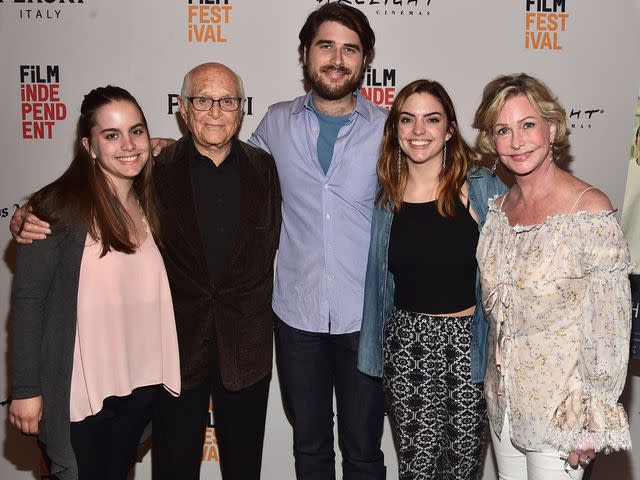 <p>Alberto E. Rodriguez/WireImage</p> Left to right: Madeline Lear, Norman Lear, Benjamin Lear, Brianna Lear and Lyn Lear at the premiere of "They Call Us Monsters" during the 2016 Los Angeles Film Festival.