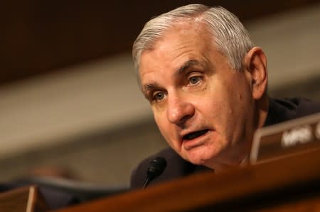 Senator Jack Reed speaks at a Senate Armed Services hearing on the proposal to establish a U.S. Space Force, in Washington