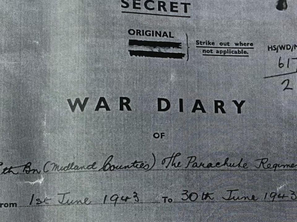 A war diary recorded the fatal order to parachute