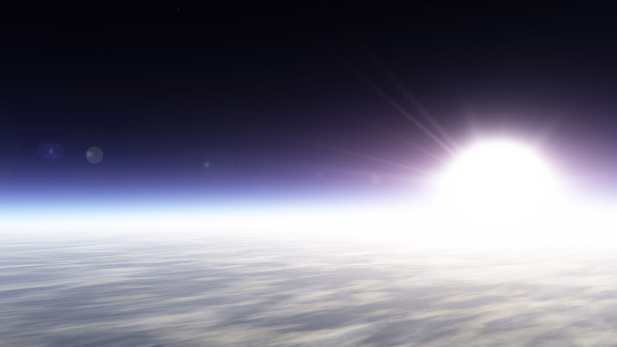  Atmospheric space shot with sunrise. 