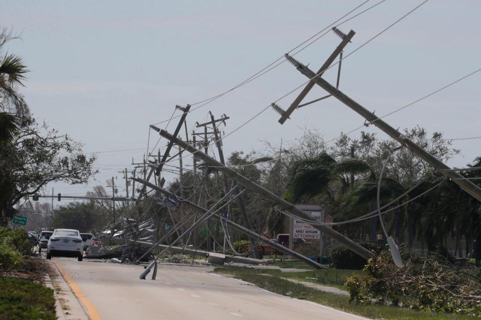 The city of Cape Coral showed major signs of damage after strong winds and flood waters as a result of Hurricane Ian impacted areas of the city on Thursday September 29, 2022.The city of Cape Coral showed major signs of damage after strong winds and flood waters as a result of Hurricane Ian impacted areas of the city on Thursday September 29, 2022.