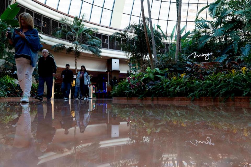 PHOTO: Guests pass through the atrium at The Mirage, March 22, 2023, in Las Vegas.  (Las Vegas Review-journal/TNS via Getty Images)