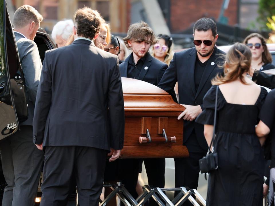 The casket of Roberta Drury being brought into the church at her funeral (Getty Images)