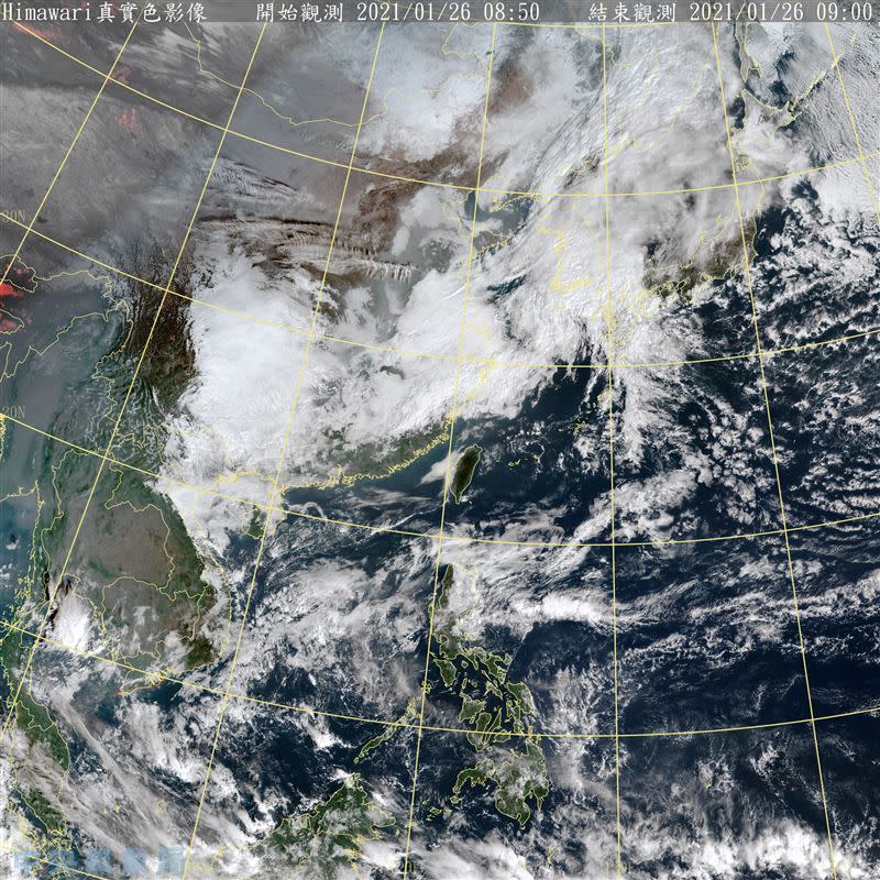 週二入夜東北風增強，迎風面有雨，空曠地區可能下探10度。（圖／翻攝自中央氣象局官網）