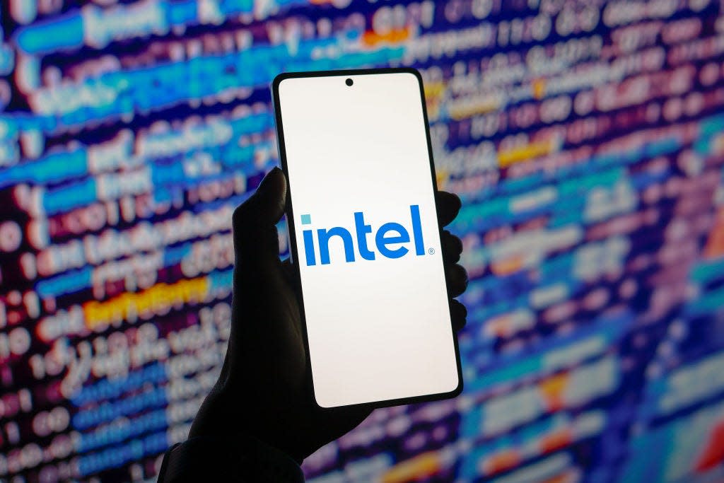 Intel logo on a smartphone