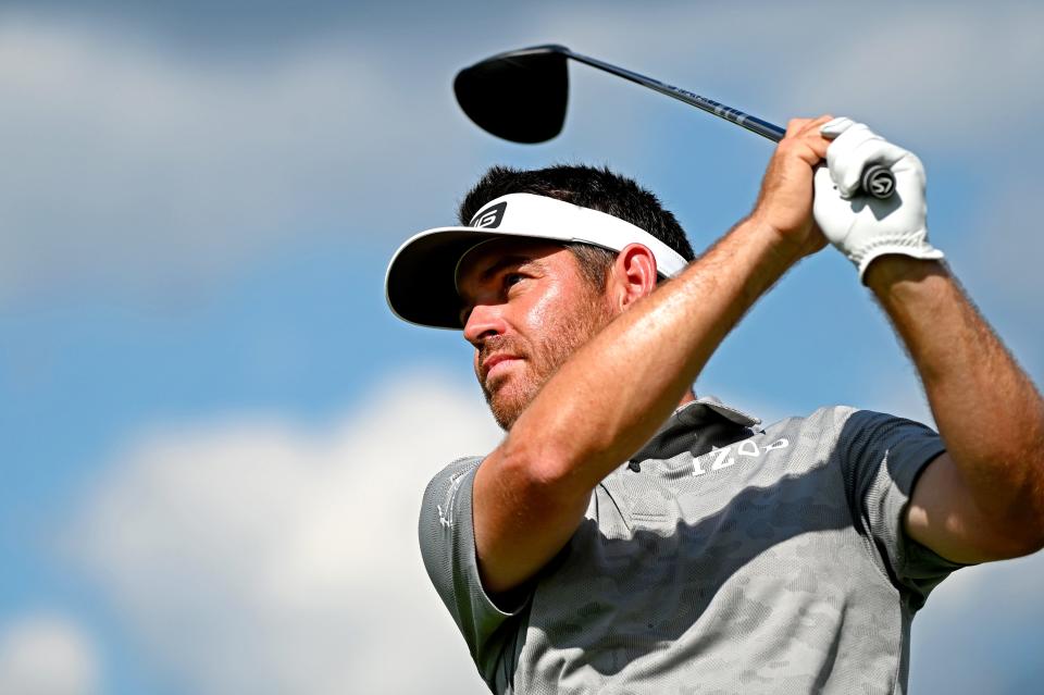 Sep 2, 2021; Atlanta, Georgia, USA; Louis Oosthuizen plays his shot from the 16th tee during the first round of the Tour Championship golf tournament. Mandatory Credit: Adam Hagy-USA TODAY Sports