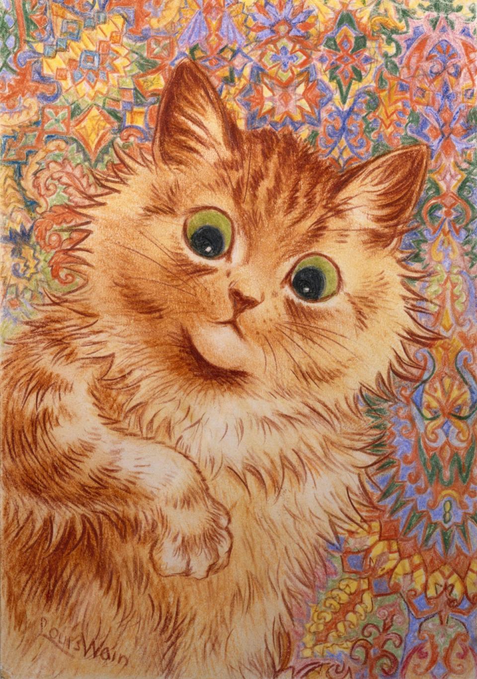 Ginger Cat by Louis Wain, 1931, from Somerset House’s Cute exhibition (Somerset House)