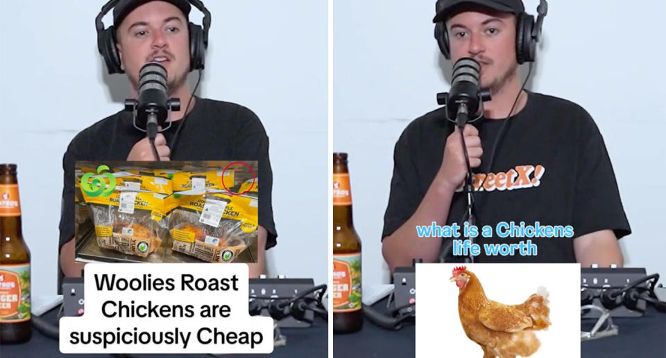 Jake McKenna speaking about Woolworths roast chicken