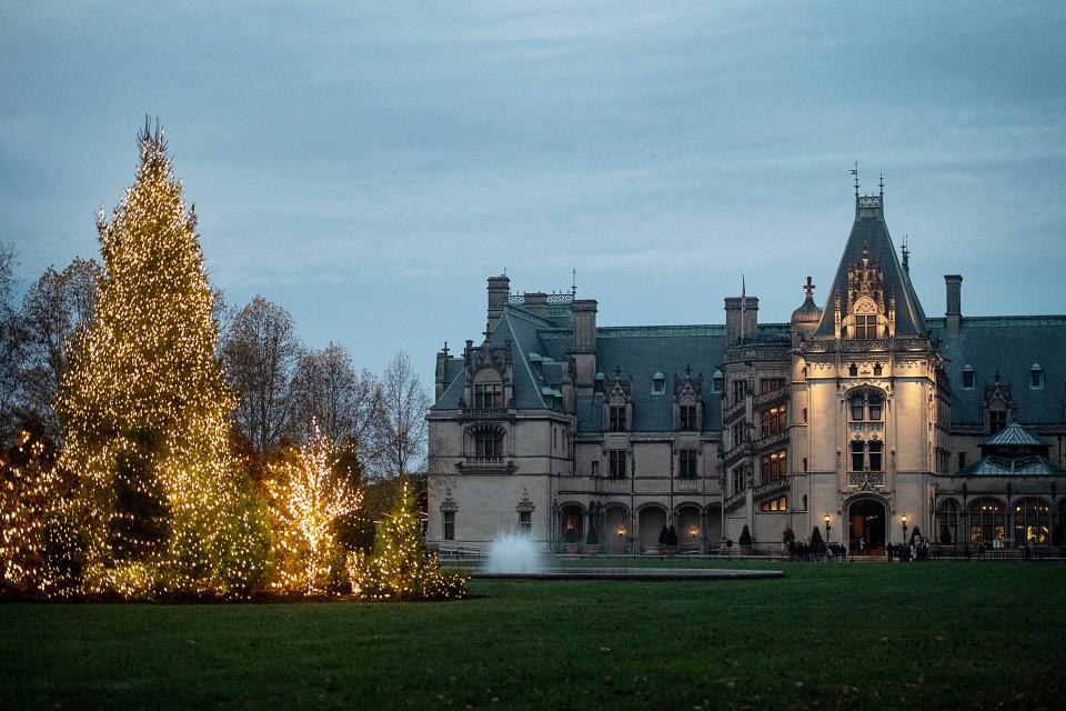 Scenes as the Biltmore’s 35-foot fir tree is installed in the dining room November 2, 2022.