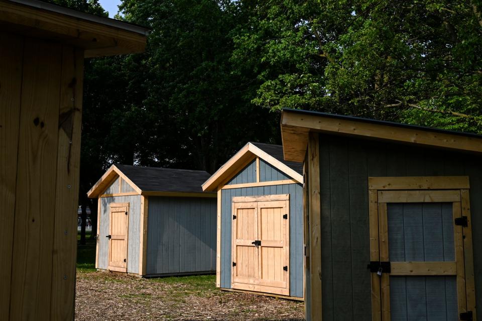 Some of the sheds at Reutter Park on Wednesday, May 24, 2023, in Lansing.