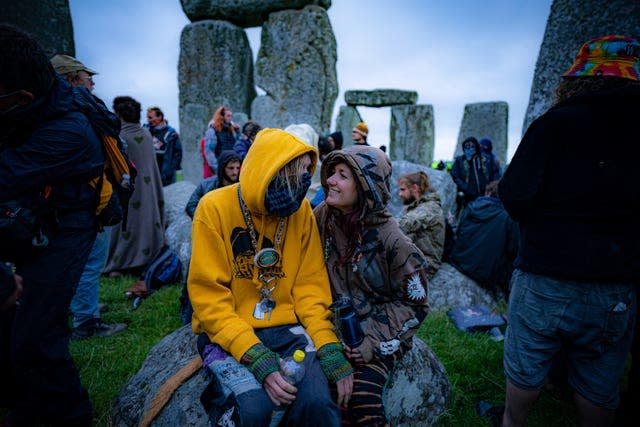 People inside the stone-circle