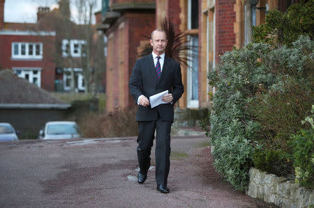 Henry Bolton, the leader of UKIP (United Kingdom Independence Party) gives a statement in Folkestone, Britain, January 22, 2018. REUTERS/Hannah McKay