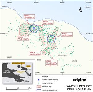 Wapolu Prospect - drilling and resource areas