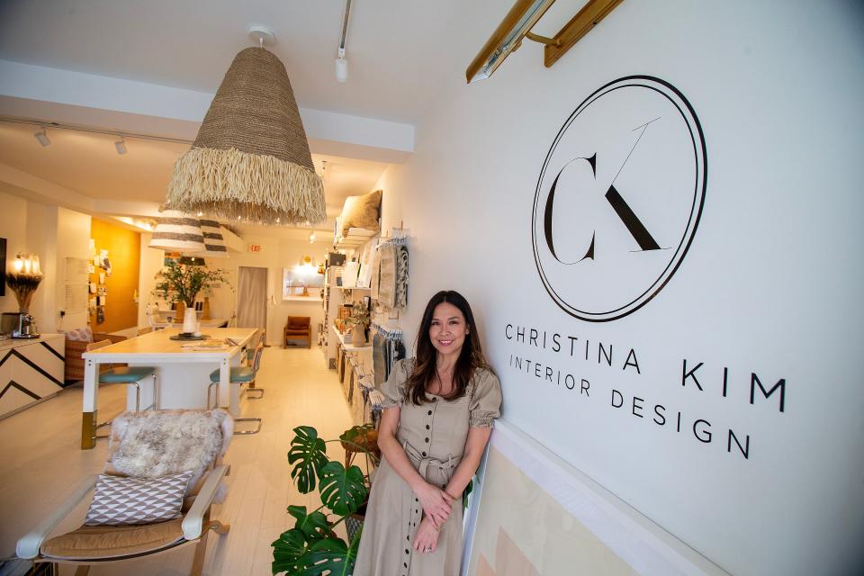 Christina Kim, owner of Christina Kim Interior Design, an interior design firm founded in 2012, works in her studio in Manasquan, NJ Monday, January 9, 2023. 