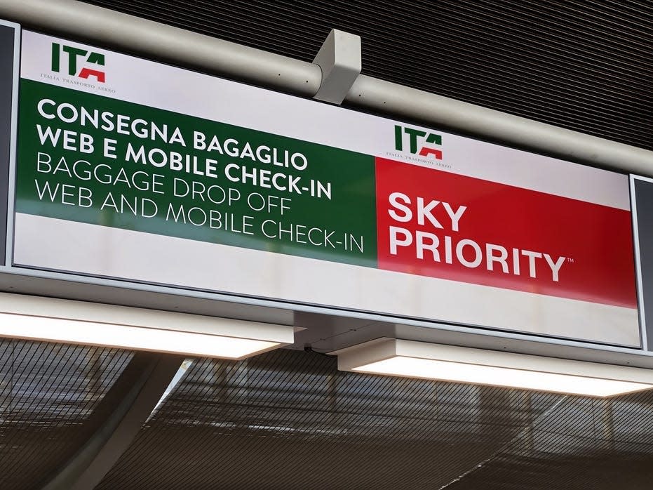 ITA signage at Catania airport