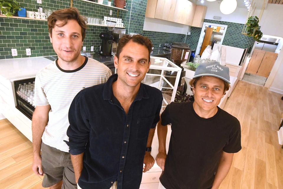 Thomas Mathers, and Ben and Michael Powell at the soon-to-open Drift Coffee & Kitchen in downtown Wilmington, N.C.  KEN BLEVINS/STARNEWS