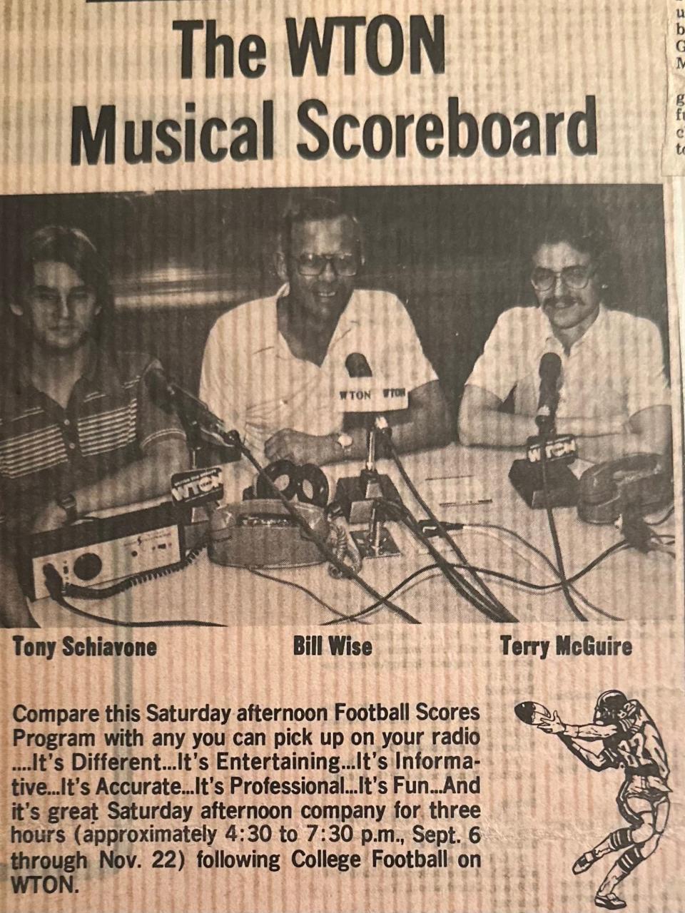 Tony Schiavone, Bill Wise and Terry McGuire hosted the Musical Scoreboard on Saturday afternoons on WTON.
