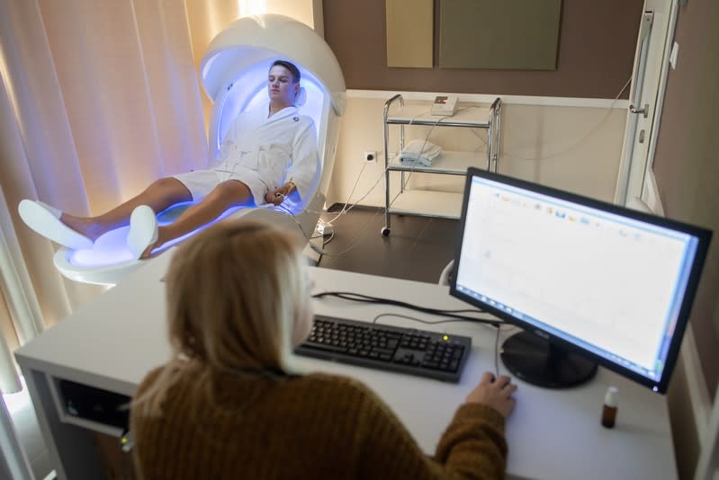 A man is seen posing for a picture during Bioscan at LifeClass Terme Sveti Martin in Sveti Martin na Muri