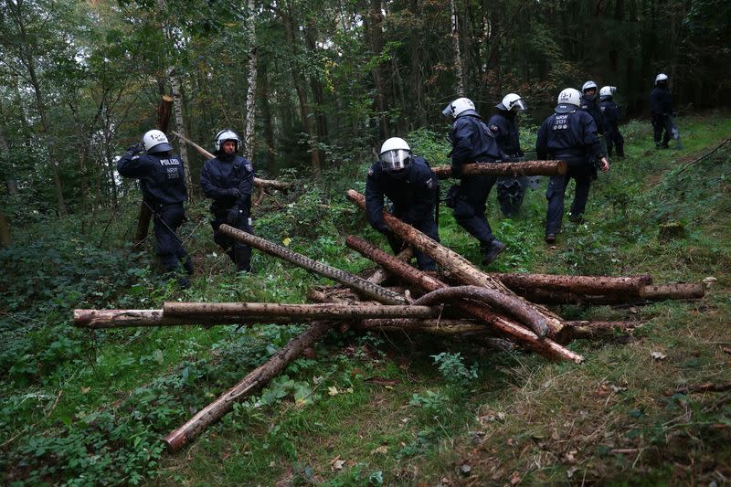 Protest against the expansion of the A49 motorway in a forest near Stadtallendorf