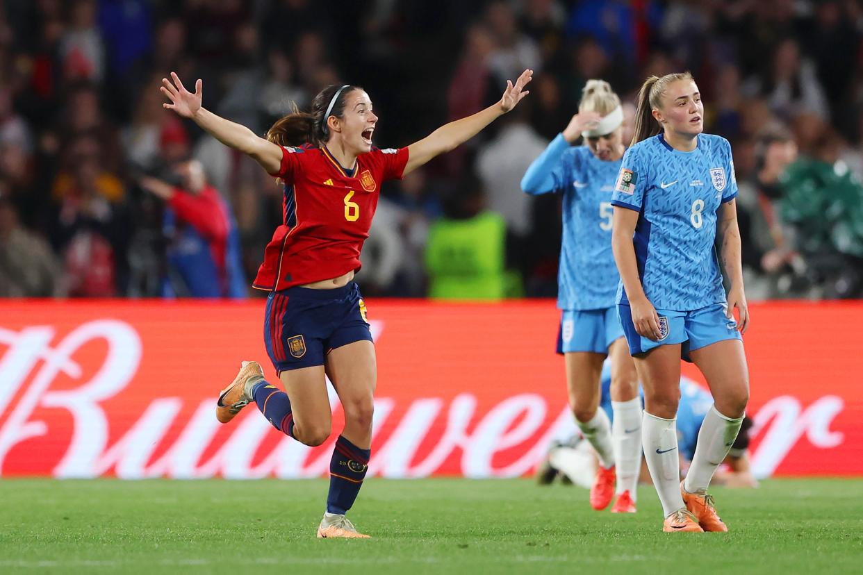 Aitana Bonmati of Spain celebrates after the team's victory.