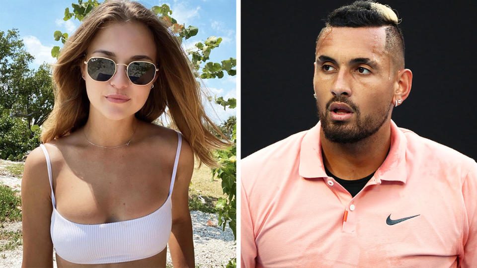 Anna Kalinskaya and Nick Kyrgios are pictured in a 50/50 split image.