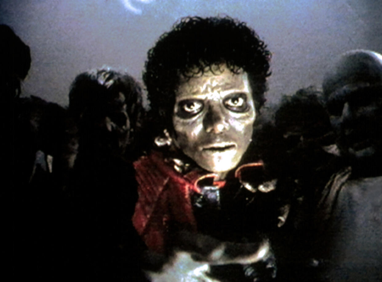 Michael Jackson in his Rick Baker-designed “Thriller” makeup. (Photo: Everett Collection)