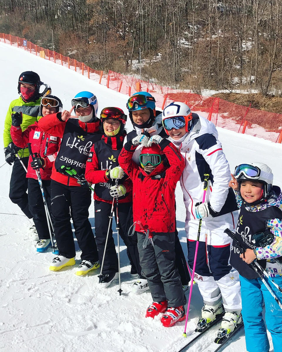 <p>lindseyvonn: Pretty windy up there today but we finally had our first day of skiing here in Korea! I’m finding out the people here are really into ski racing! Loved seeing all the kiddos out there ripping! (I can hardly recognize my team in the new uniforms!) (Photo via Instagram/lindseyvonn) </p>