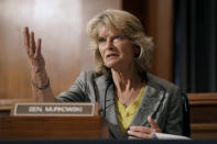 Sen. Lisa Murkowski, R-Alaska, speaks during a Senate Health, Education, Labor and Pensions Committee hearing to discuss vaccines and protecting public health during the coronavirus pandemic on Capitol Hill, Wednesday, Sept. 9, 2020, in Washington. (Greg Nash/Pool via AP)