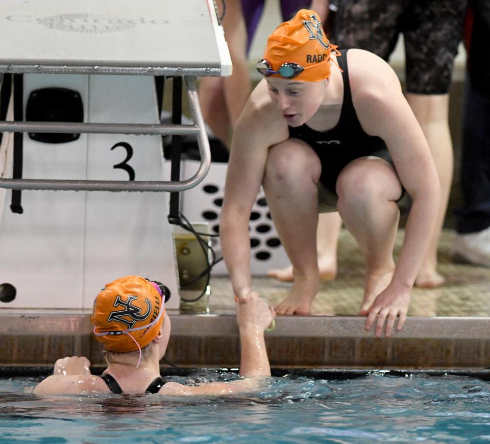 Hoover in Girls 200 Yard Medley Relay in 2024 OHSAA Division I State Swimming Prelims at C.T. Branin Natatorium in Canton. Friday, February 23, 2024.