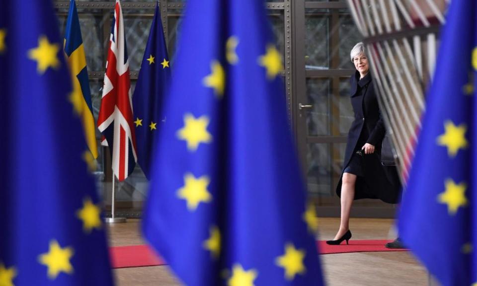 Theresa May at the European union summit in Brussels