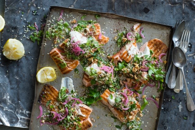 Barbecue Salmon with a Quinoa and Herb Salad