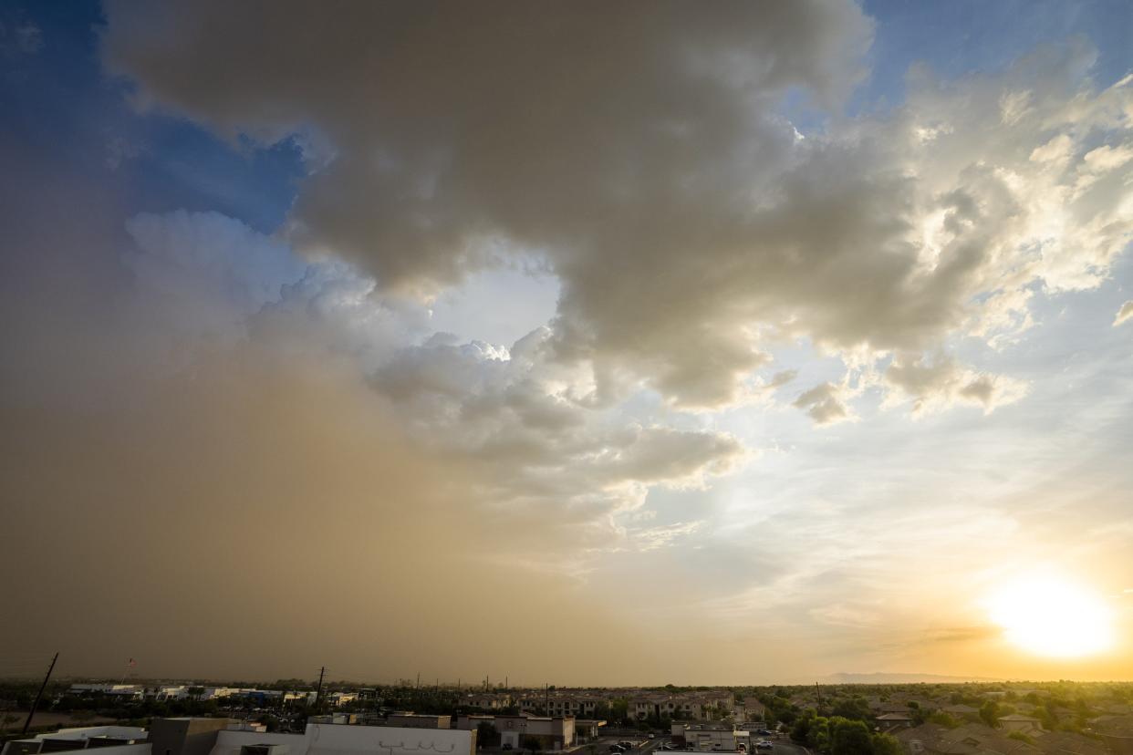 A dust storm moves into Chandler from a monsoon storm on July 13, 2022.