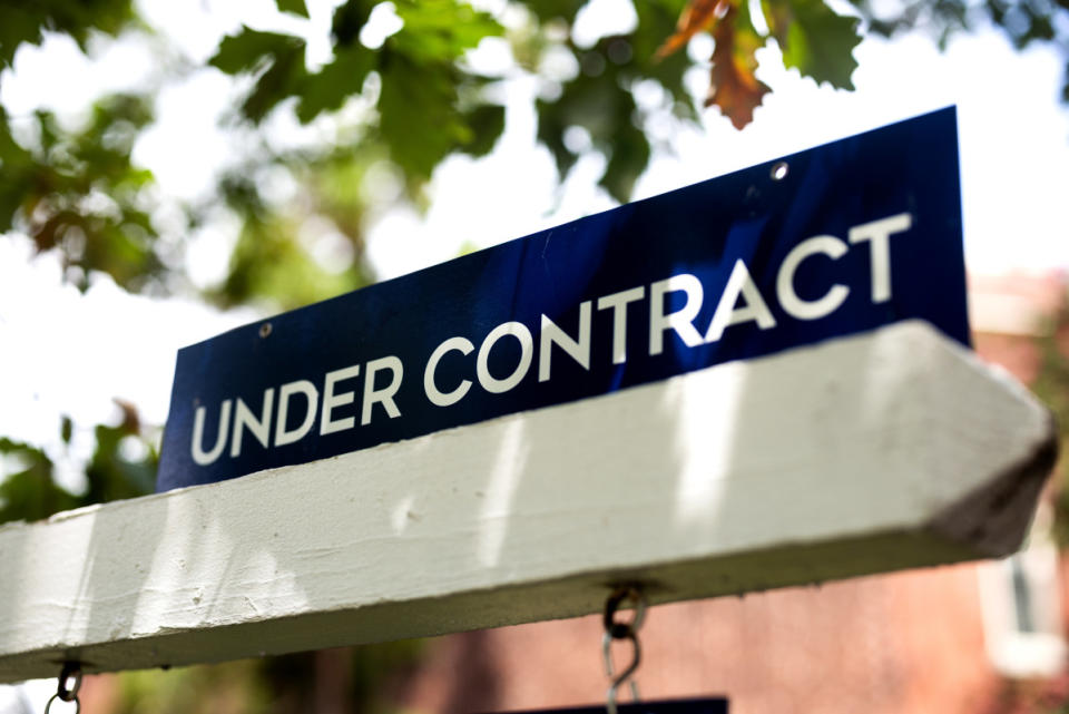 An "Under Contract" sign outside a home for sale in Washington, D.C.<p>Bloomberg/Getty Images</p>