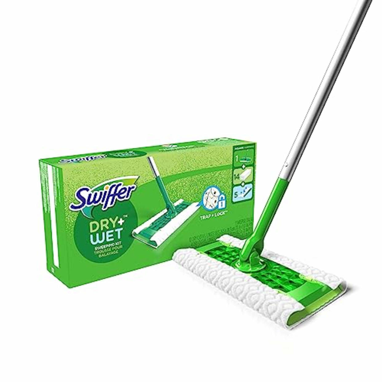 Swiffer Sweeper 2-in-1 Mops for Floor Cleaning, Dry and Wet Multi Surface Floor Cleaner, Sweeping and Mopping Starter Kit, Includes 1 Mop + 19 Refills, 20 Piece Set (AMAZON)