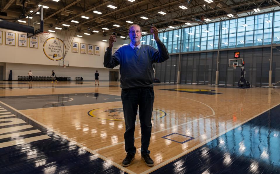 David Benner is retiring at the end of the week as the longtime Director of Media Relations for the Indiana Pacers, Monday, April 4, 2022. 