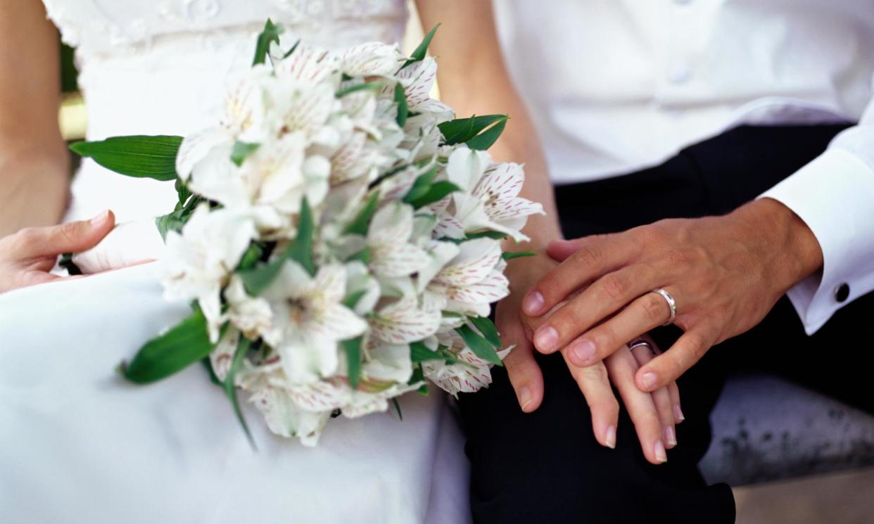 <span>Landis Bejar, a psychotherapist, notes two main types of post-wedding anxiety: one when a person feels happy about the wedding but is still anxious, and the second when a person ruminates on elements they feel didn’t go well.</span><span>Photograph: Stockbyte/Getty Images</span>