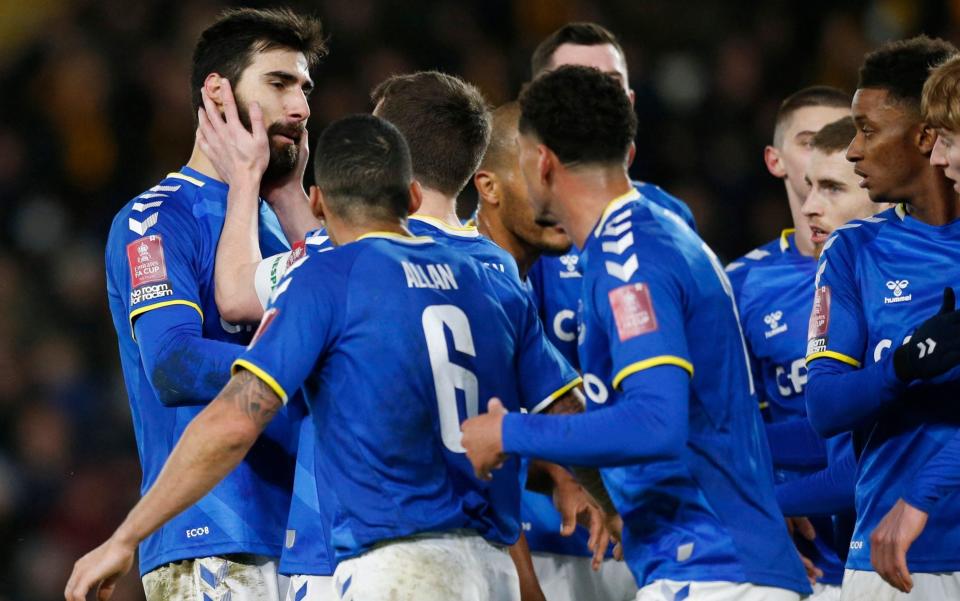 Andre Gomes is congratulated by his teammates - REUTERS