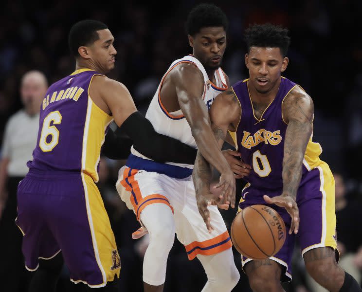 The Knicks were blown out by the woeful Lakers. (AP)