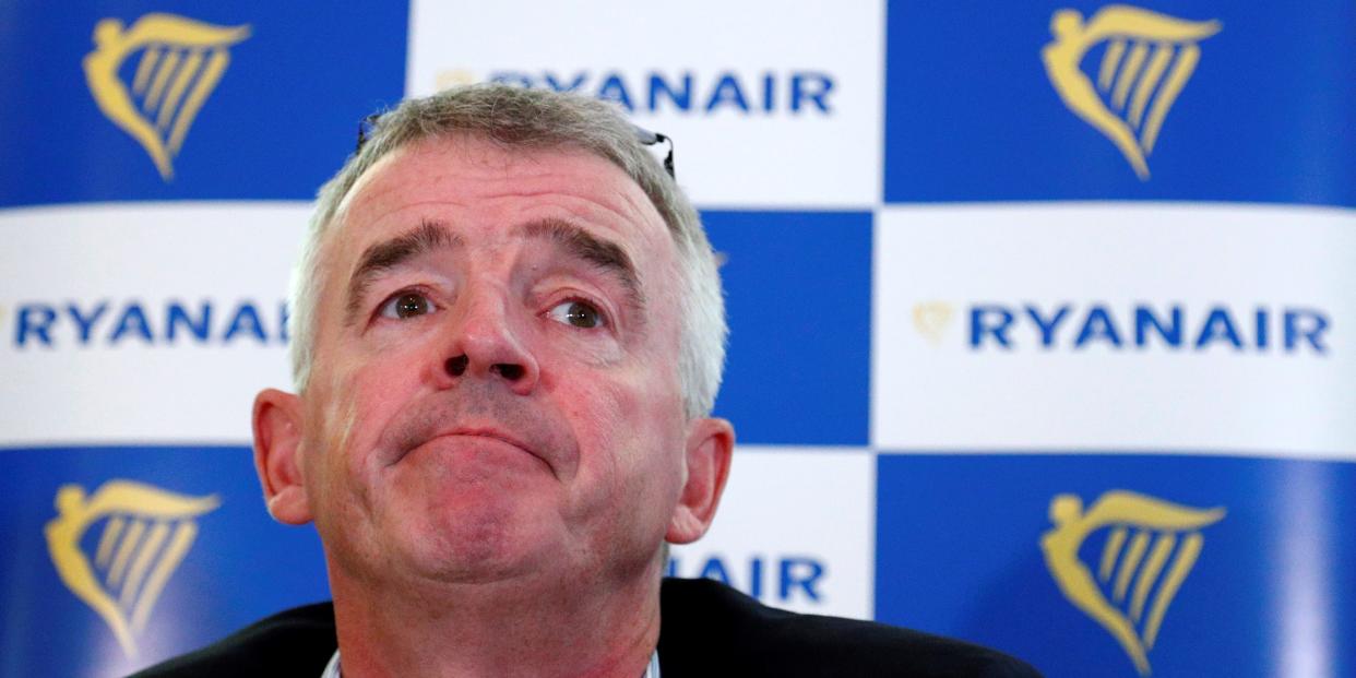 FILE PHOTO: Ryanair CEO Michael O'Leary holds a news conference in Machelen near Brussels, Belgium October 9, 2018.   REUTERS/Francois Lenoir