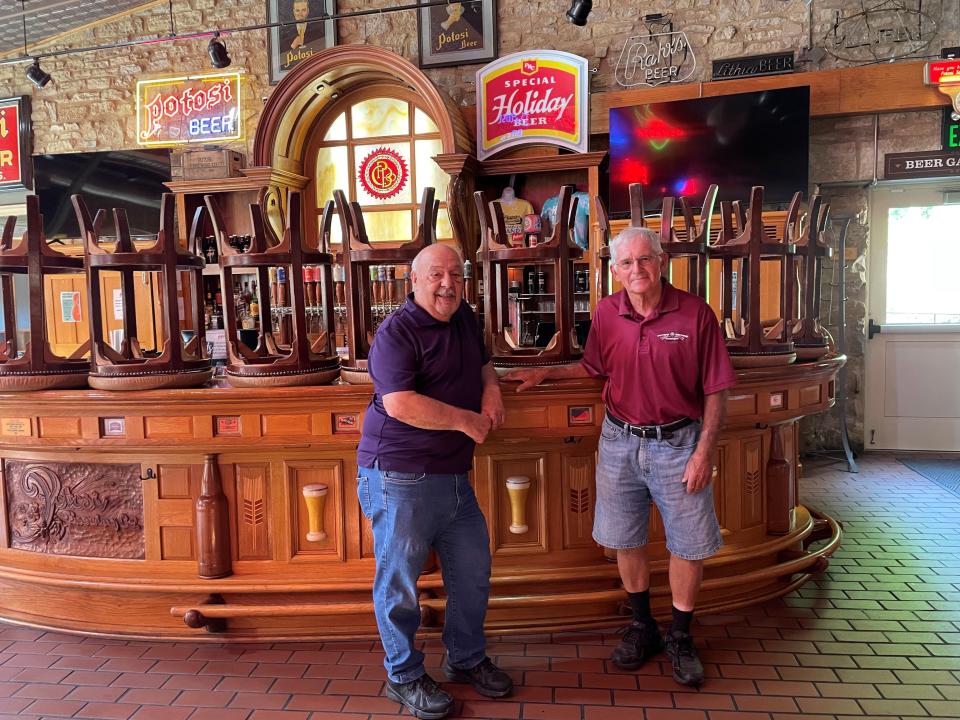 Frank Fiorenza, former village president, left, and local resident Larry Kalina are among the many who worked together on revitalizing Potosi, a project that started with resurrecting the Potosi brewery and has extended throughout the community.