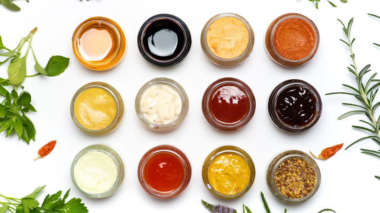 variety of sauces in bowls