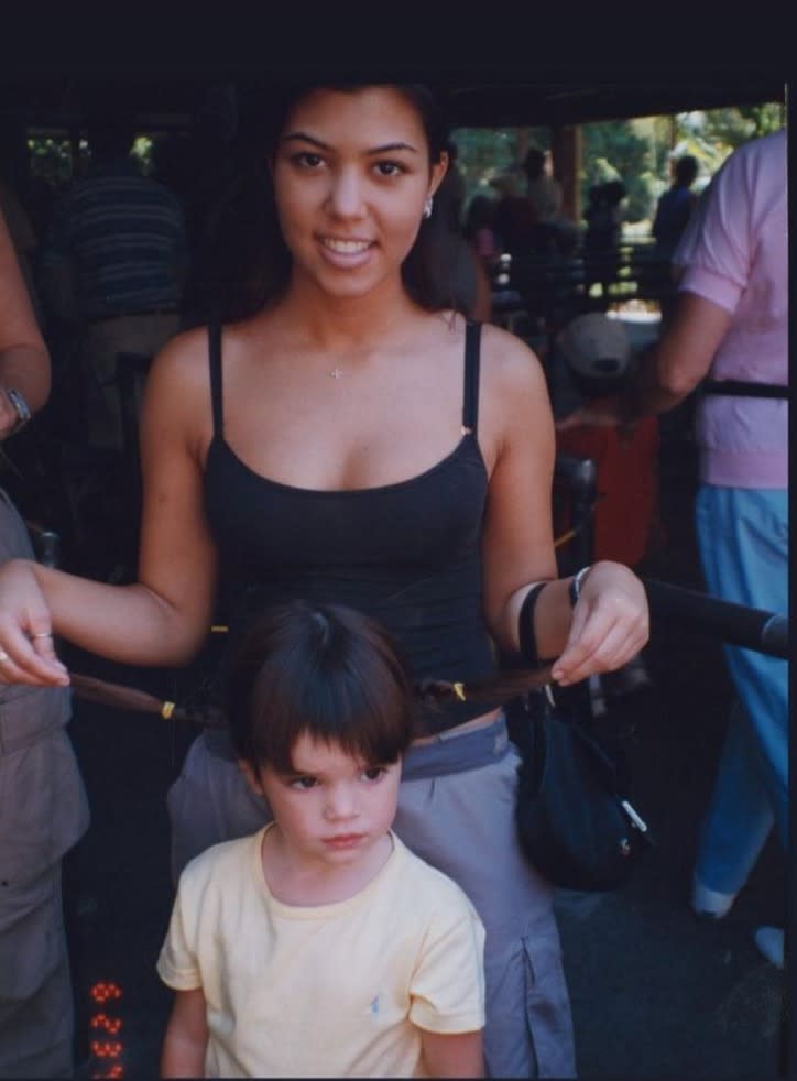 Kourt also sent birthday wishes to Kendall with an adorable throwback snapshot from when the model was a little girl with her protective big sister posing behind her.
