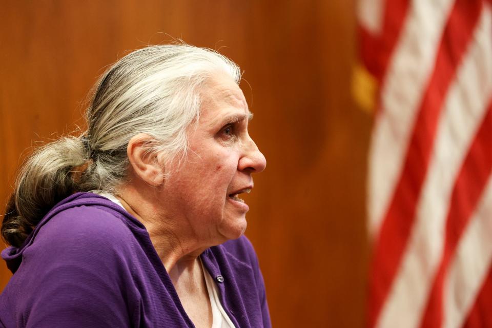 Sonia Zamacona, the mother of Rochelle Zamacona, gives a statement during the sentencing of Enrique Rodriguez Jr. in  January 2023.